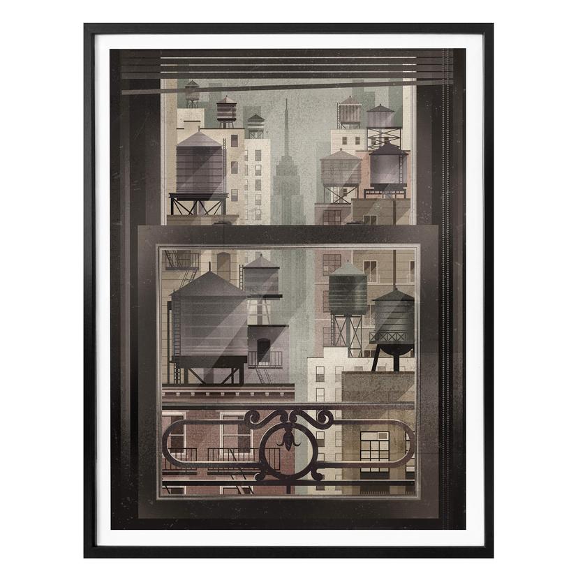 Póster Brown - Torres de agua de Nueva York