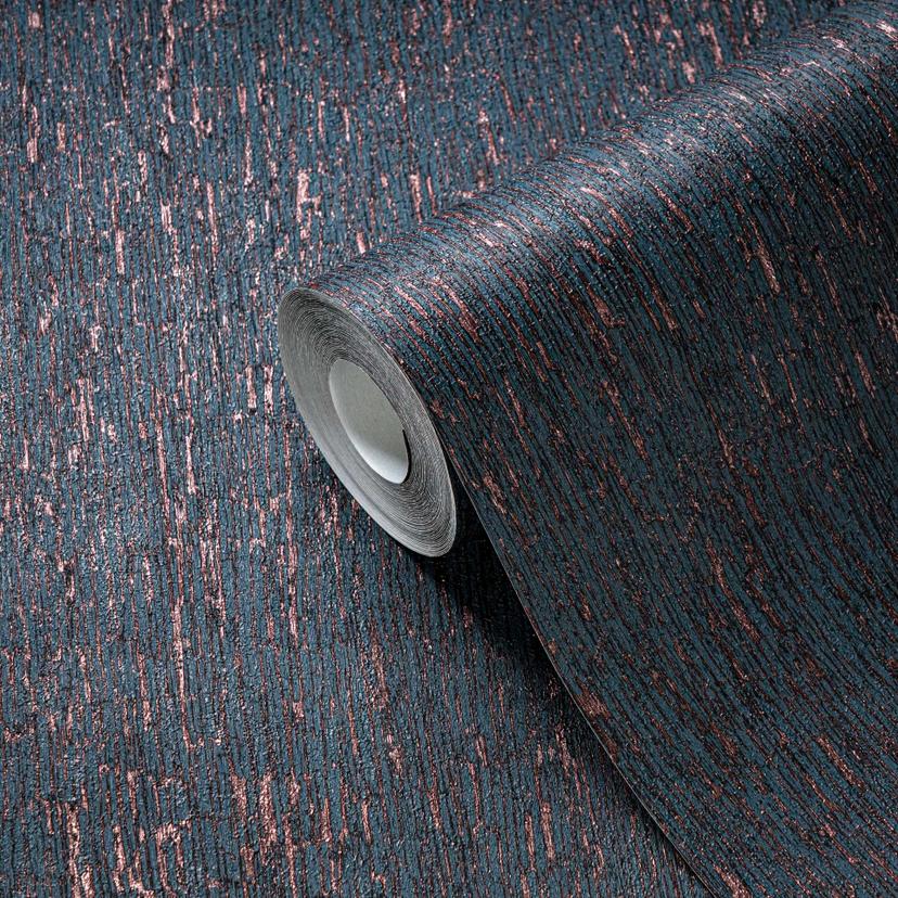 Carta da parati testurizzata in blu navy metallizzato - elegante carta da parati in tessuto non tess