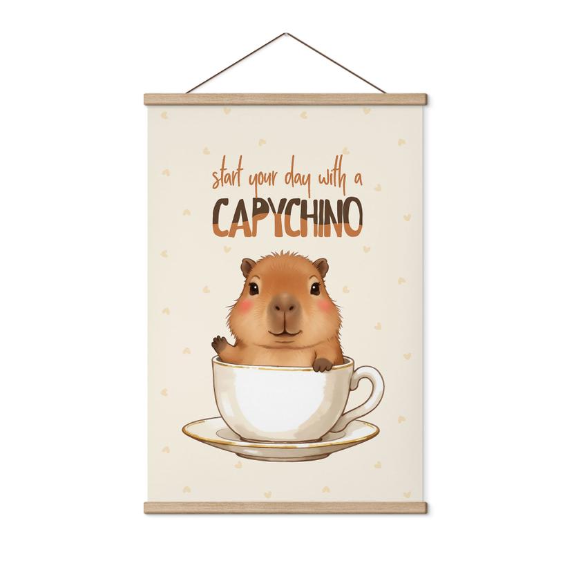 Tekstil plakat Capybara i kaffe - Capychino