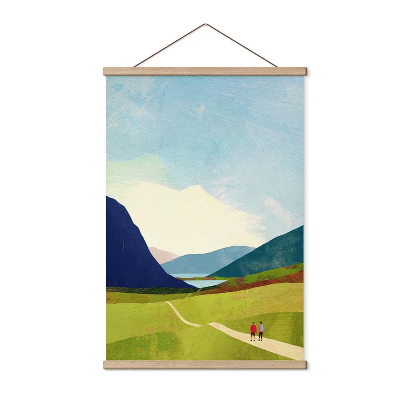 Textil poster Sommarvandring vid bergssjön - Rivers
