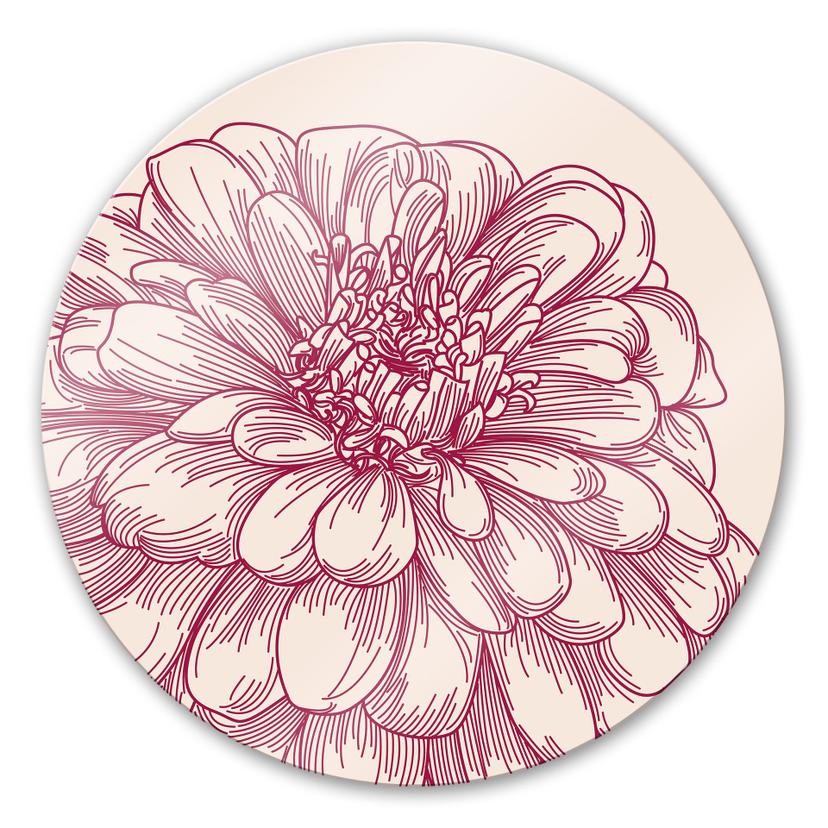 Stampa su vetro Illustrazione floreale - tondo