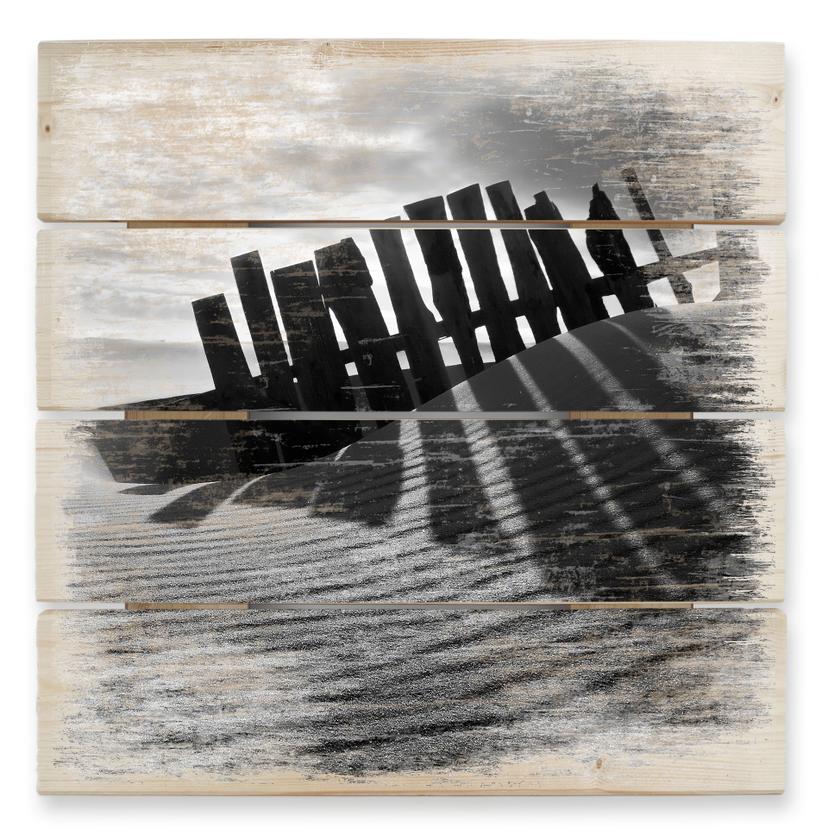 Cuadro de madera paisaje playa - 40x41,5 cm