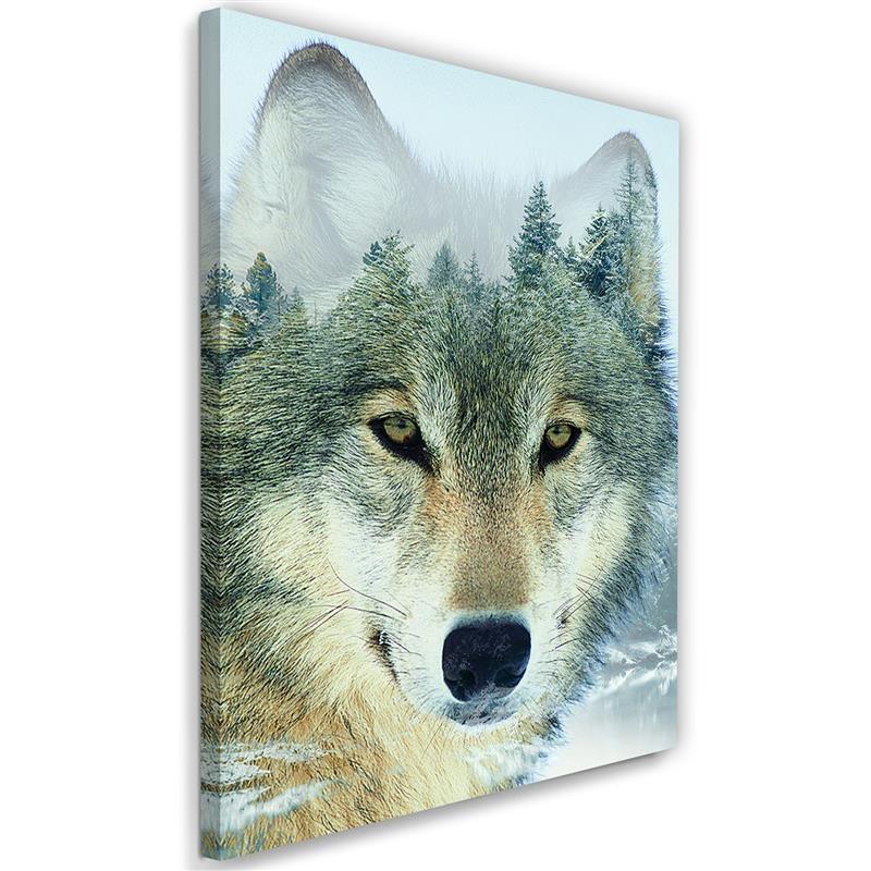Canvasbillede, Ulv i en skovbaggrund