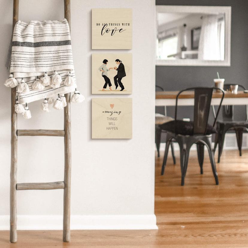 Tableau sur bois Do all things with love - Carré