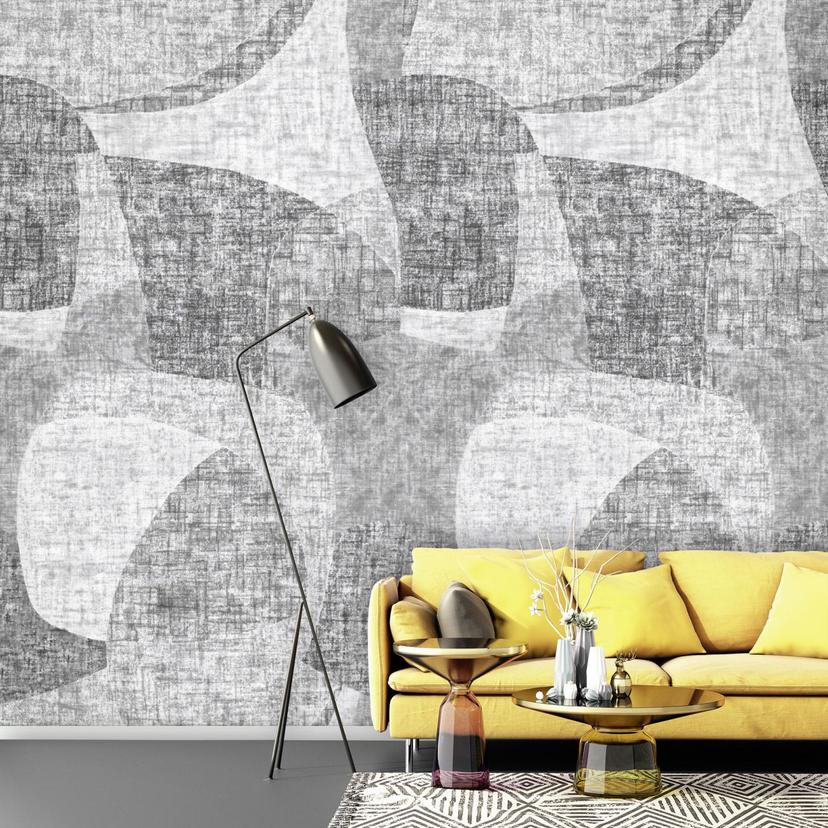 Fotomurale con motivo Formas abstractas en gris y blanco con textura 2,7 x 1,59 m