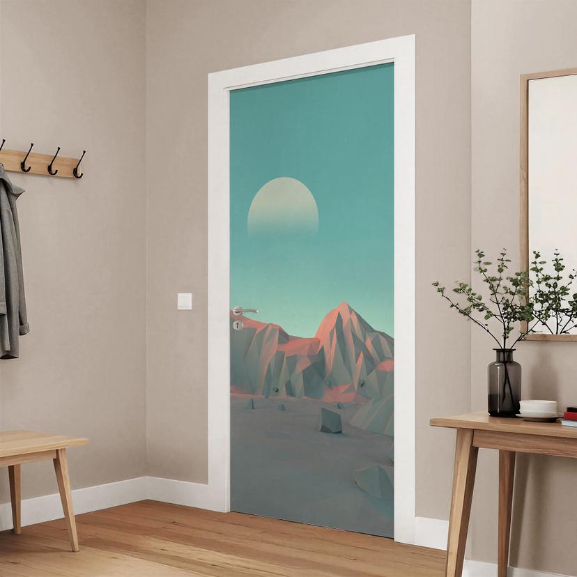Película de puerta montañas low poly