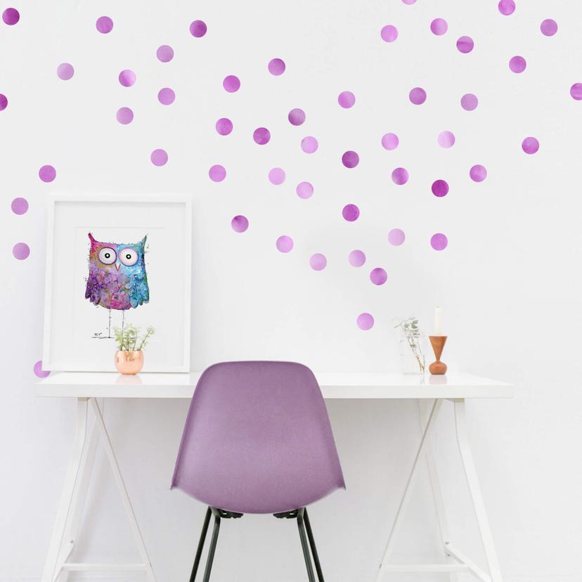 Muursticker set stippen - Paars (50 stickers)