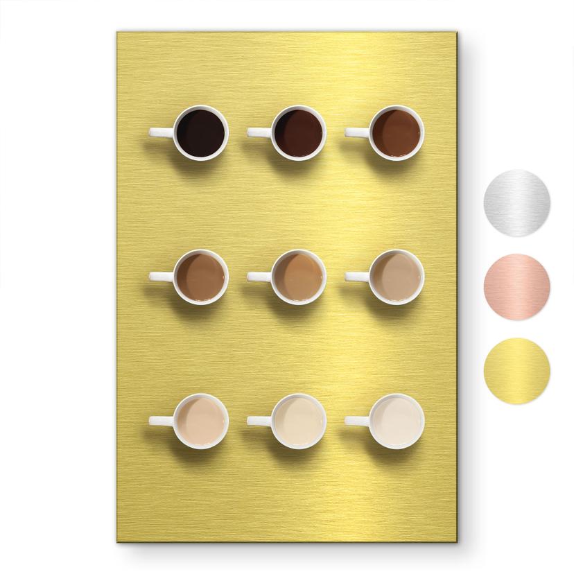 Geborsteld Alu-Dibond met goud-, zilver- & kopereffect - Shades of coffee
