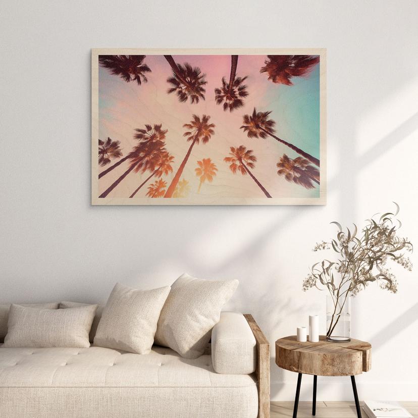 Stampa su legno California Dreaming con vista sulle palme - Hugonnard