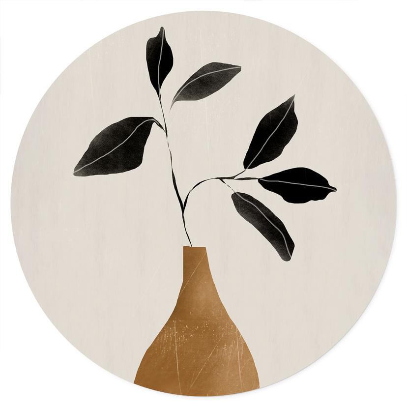 Adesivo murale con ramo in vaso d'oro - ThingDesign - Rotondo