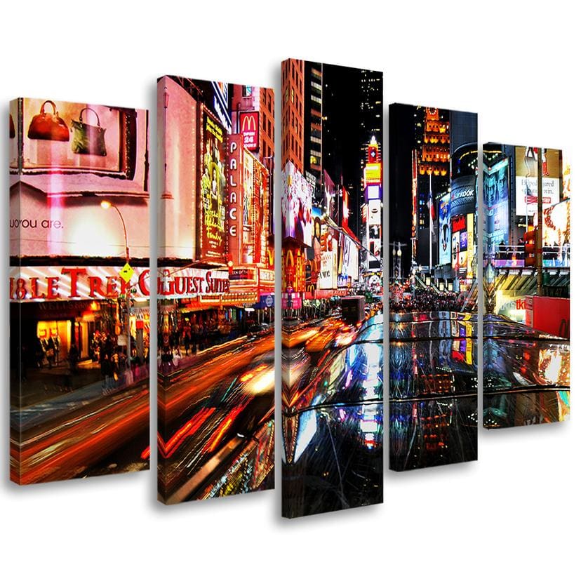 Canvas Print 5 Stuks, Times Square New York City Nacgt