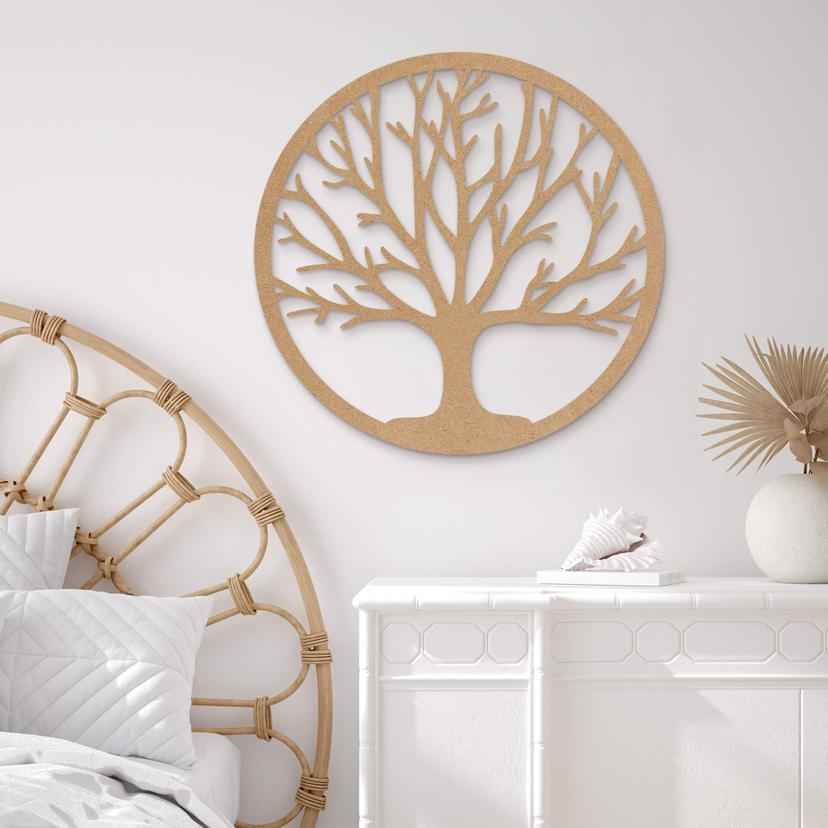 Decoración en madera árbol de la vida redondo - MDF nature