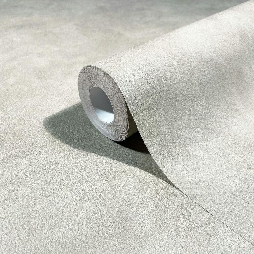 Papel pintado no tejido aspecto hormigón aspecto yeso liso mate en gris