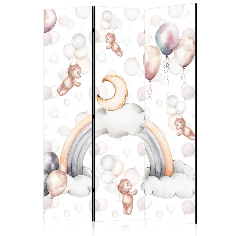 Paravent, Raumteiler freistehend, Trennwand - Plush Bears with Balloons - Pastel Hues