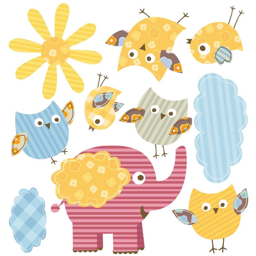 Sticker mural - Set d'animaux rigolos 03