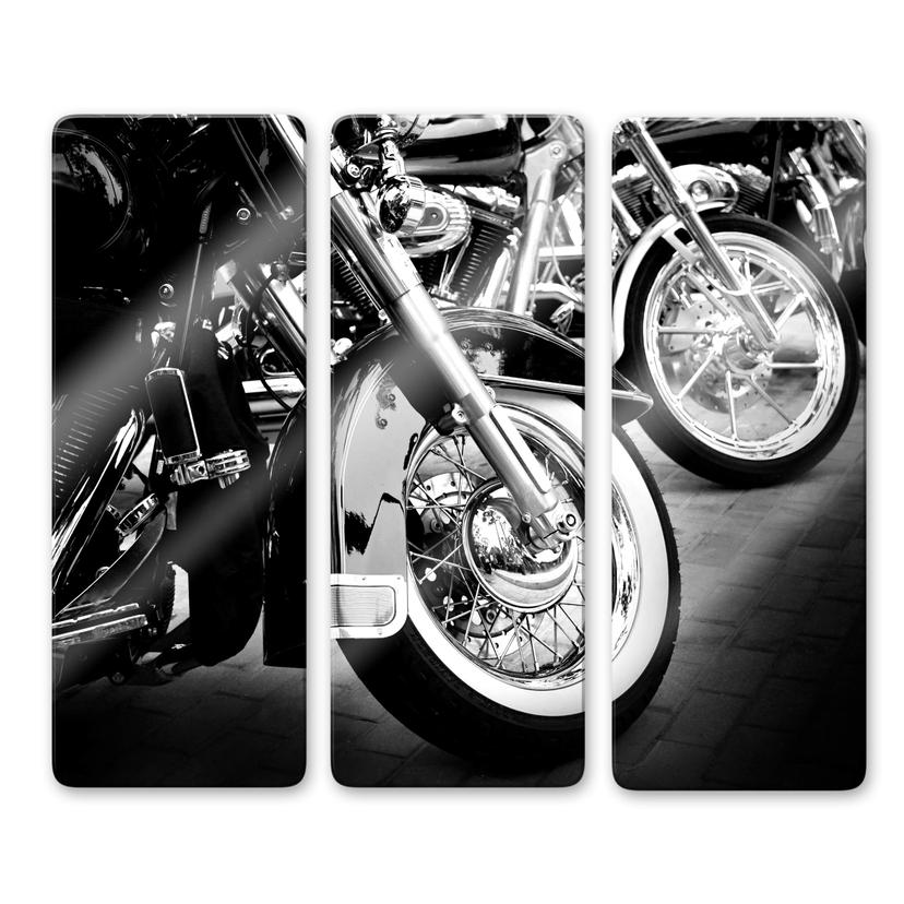Tableau en verre - Motorcycle Wheels (3 parties)