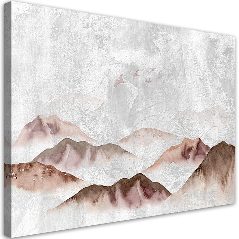 Canvasbillede, Boho-fugle over bjerge