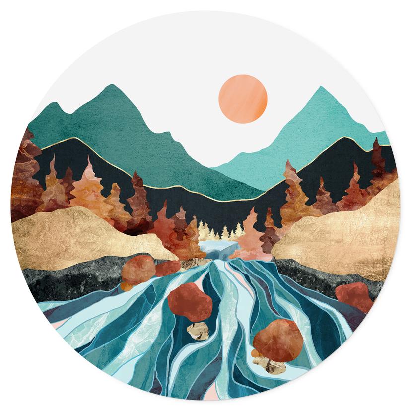 Vinilo decorativo montaña país río - SpaceFrog Designs - Redondo
