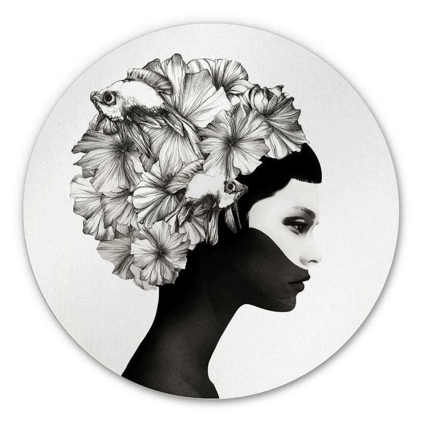 Tableau en Alu-Dibond Ireland Marianna - Fleurs d'Hibiscus - Rond