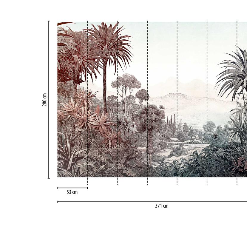 Carta da parati paesaggio tropicale marrone verde - Carta da parati in tessuto non tessuto con motiv