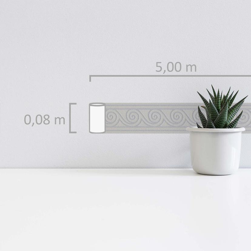 A.S. Création selbstklebende Bordüre Only Borders mit Wellen Muster grau, metallic