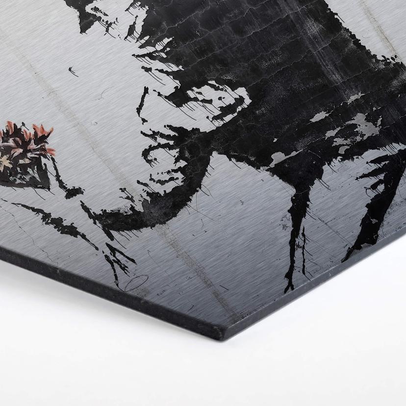 Esagono Alu-Dibond Banksy - Lanciatore di fiori