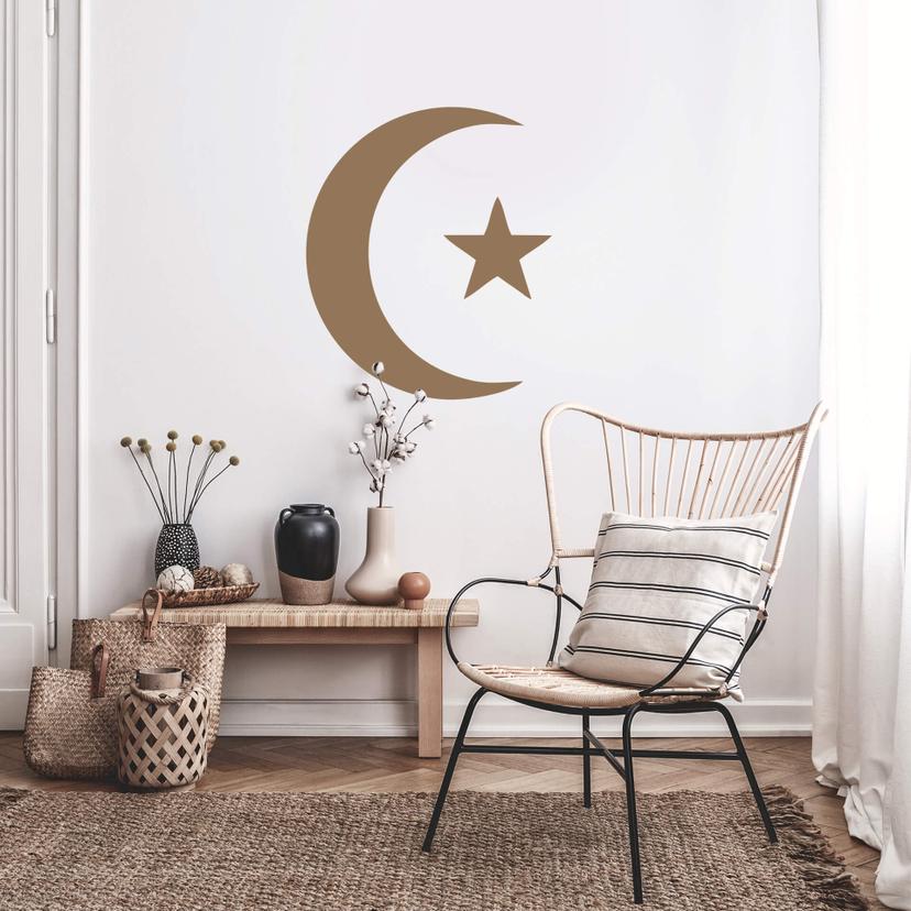 Sticker mural - Croissant de lune et étoile 1