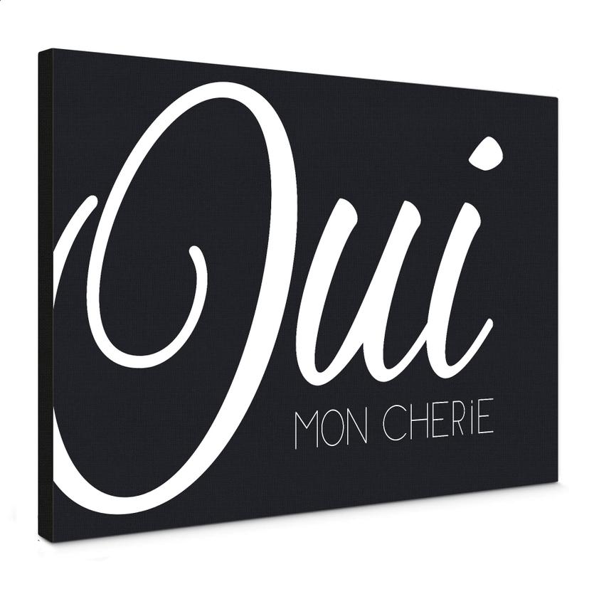 Lienzo Oui mon Cherie (blanco/negro)