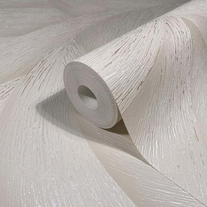 Vliesbehang in beige 3D-look golven grafisch modern