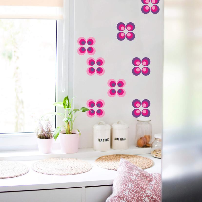 Sticker mural - Sphères rétro fuchsia