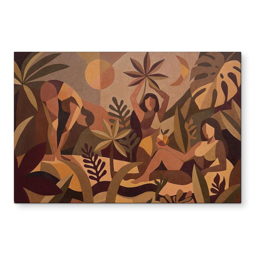 Stampa per pareti Amber Flora - Donne nella foresta pluviale - Sir Edward x Grigory Gladarev - Alu-Dibond