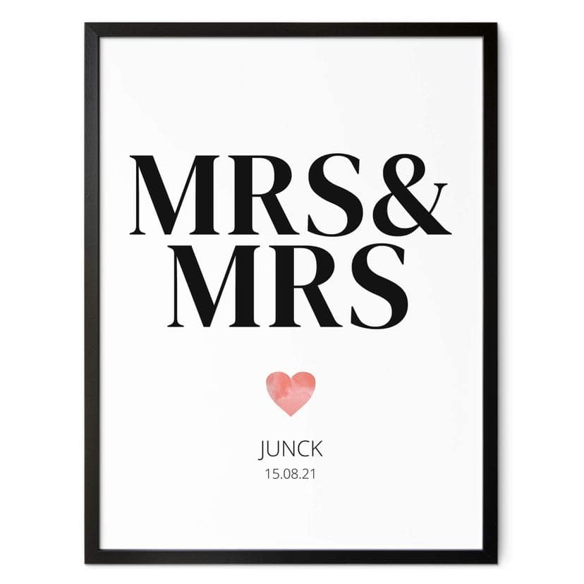 Poster à personnaliser Mrs & Mrs - Classique