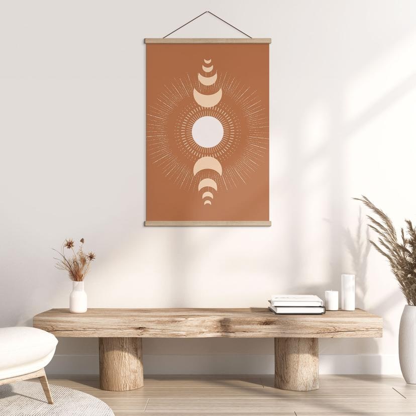 Stampe su tessuto dei cicli lunari - Sole e luna in armonia - KsanaKalpa