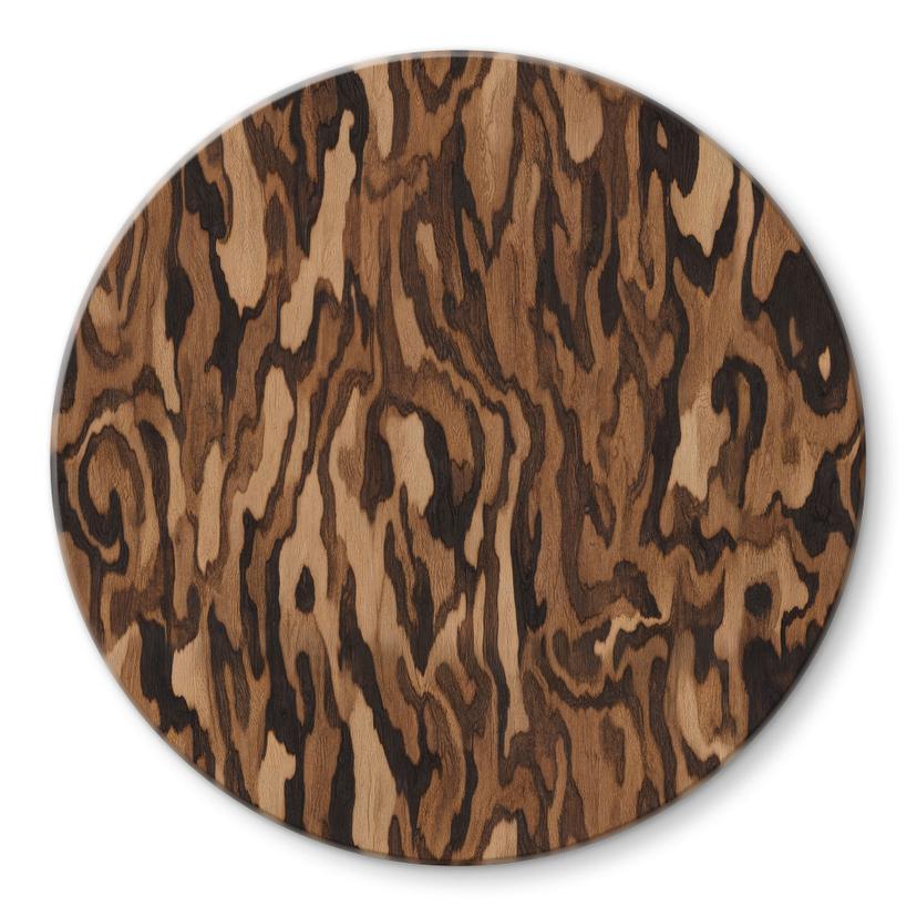 Glasbild Ettore Walnut - Abstrakte Holzmaserung - Sir Edward x Grigory Gladarev - Rund