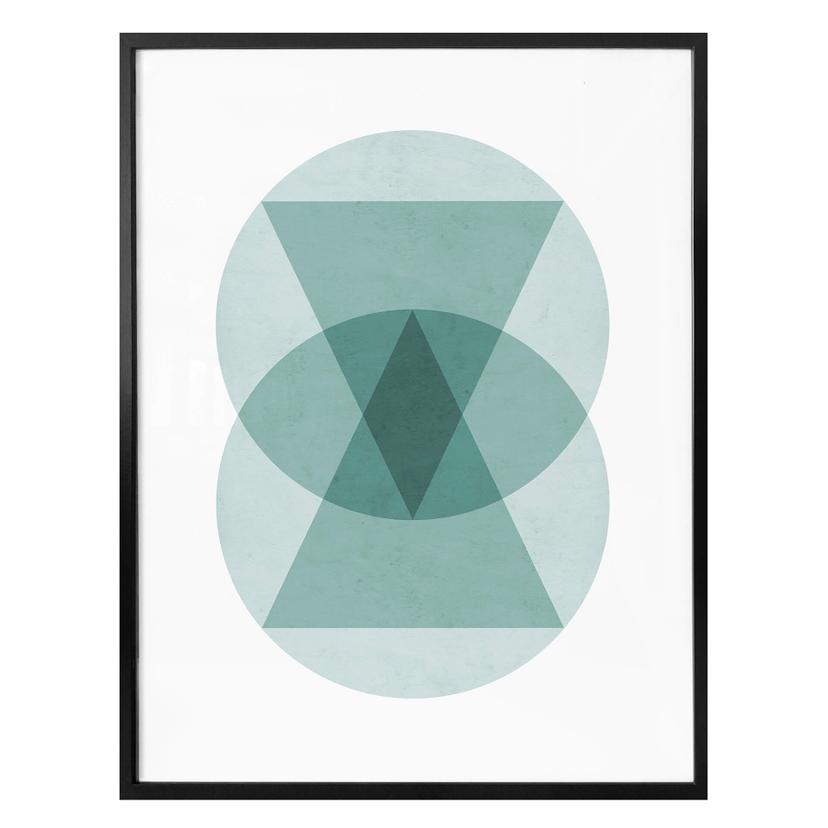 Plakat Nouveauprints - Cirkler & trekanter aqua