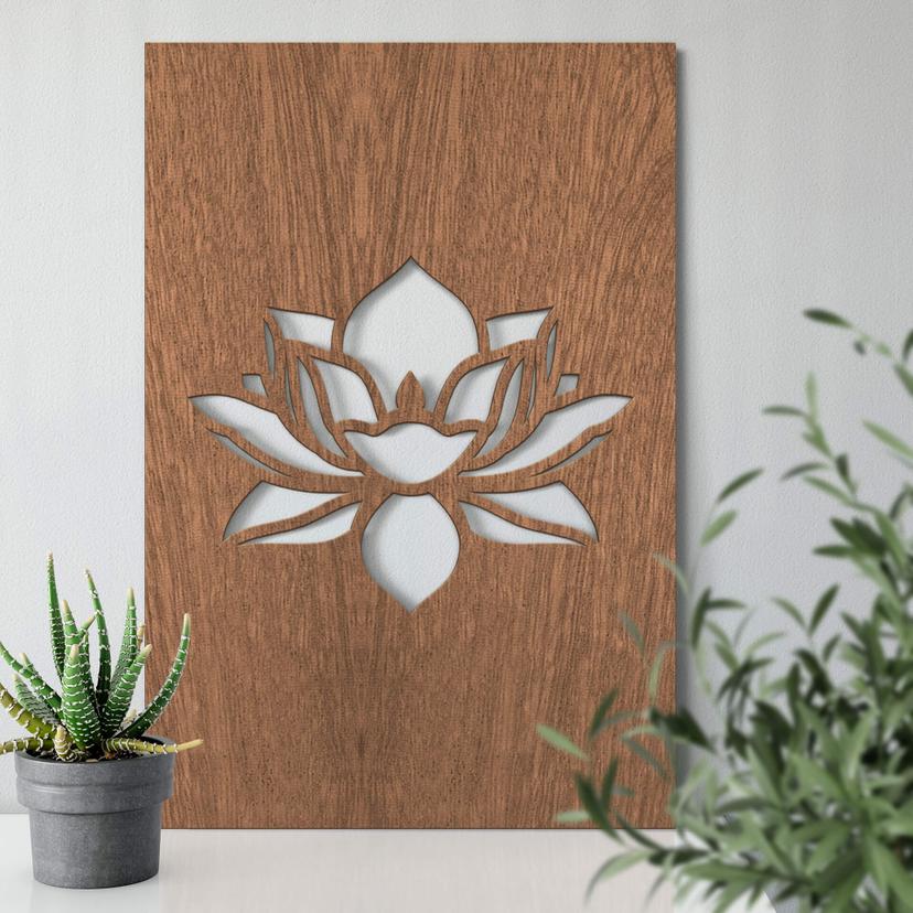Arte en madera de caoba - Flor de loto