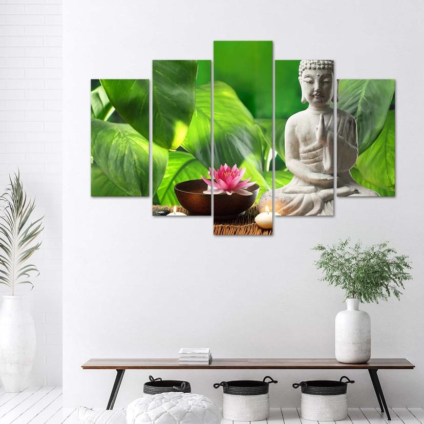 Stampa su tela 5 pezzi Buddha lascia fiori