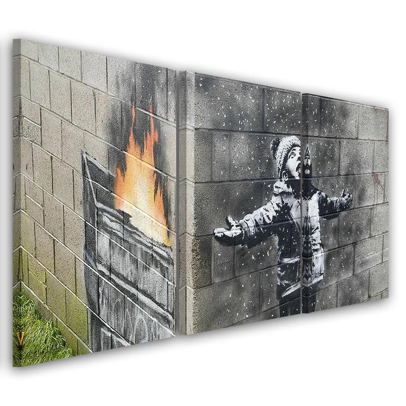 3 stykke lærredstryk, Banksy Smog Boy Street