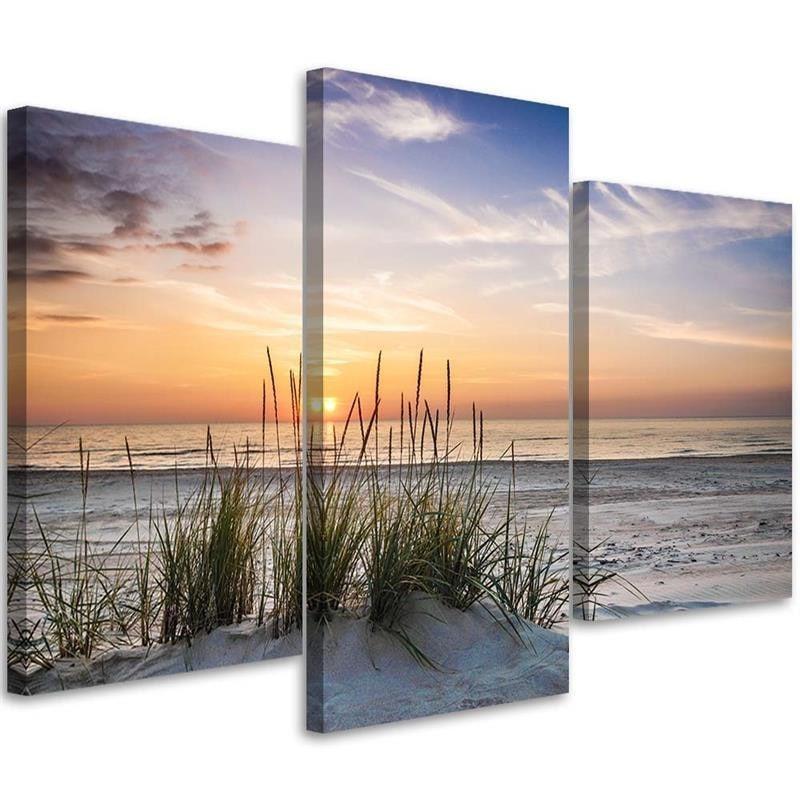 Stampa su tela 3 pezzi, spiaggia al tramonto