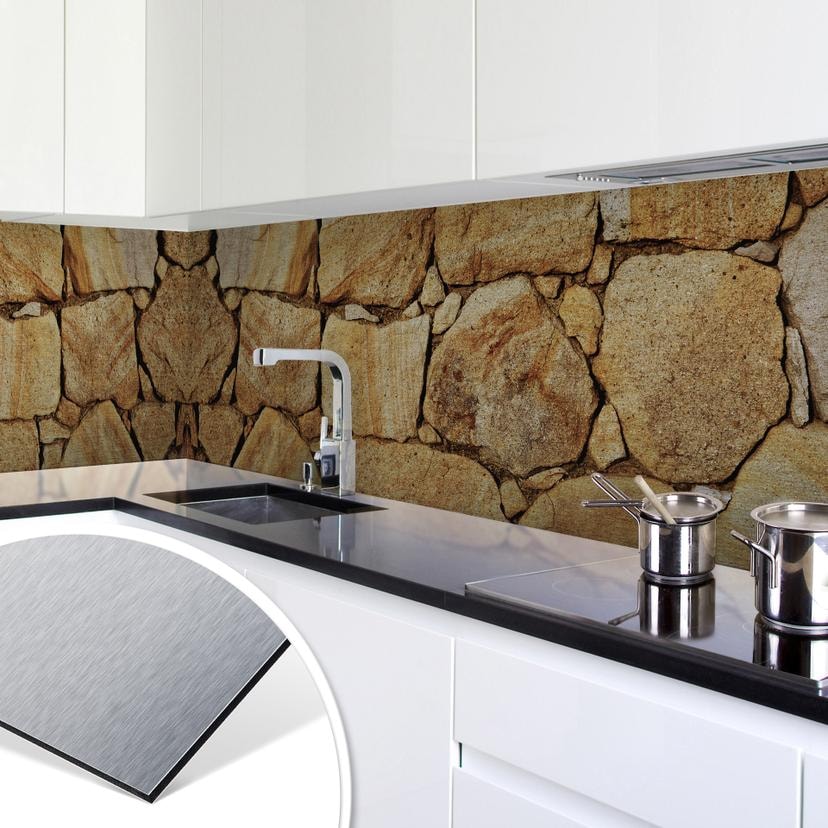 Revêtement pour cuisine - Alu-Dibond - Mur 03 - Argenté
