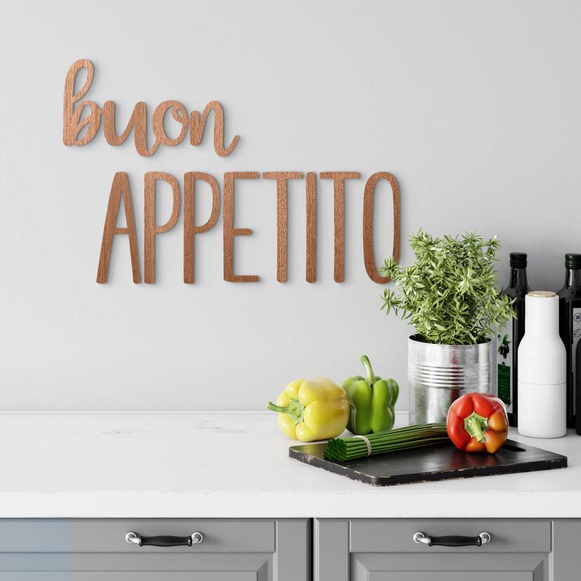 Træ vægdekoration mahogni finer Buon Appetito