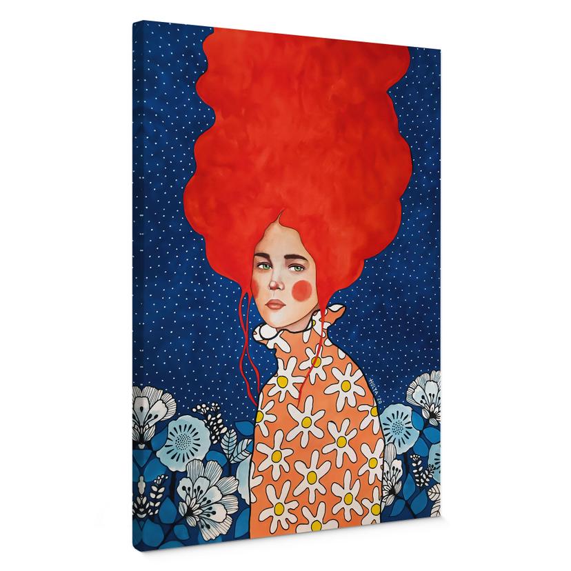Lienzo Mujer pelirroja con flores - Hülya