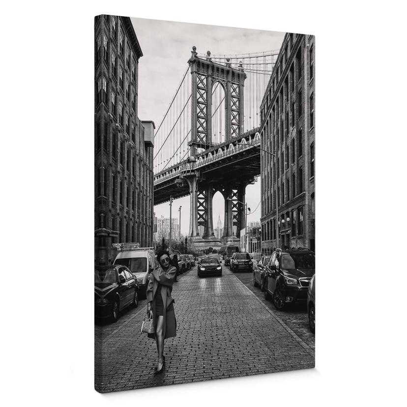 Cuadro lienzo Bolton - Elegante en Manhattan con el emblemático puente de Brooklyn
