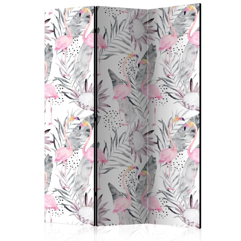 Paravent Séparation de pièce - Flamants roses dansants, 3 pièces
