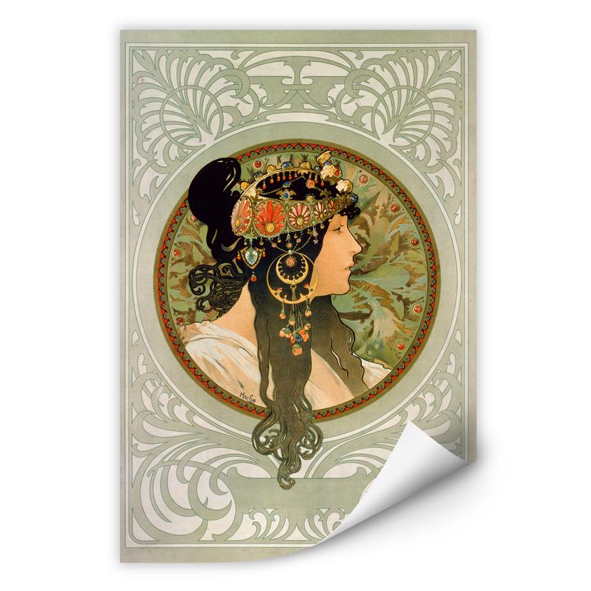 Muurprints Mucha - De Brunette