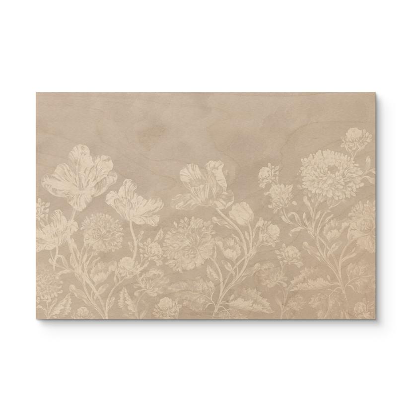 Cuadro de madera flores silvestres en tiza beige - Bloomery Decor