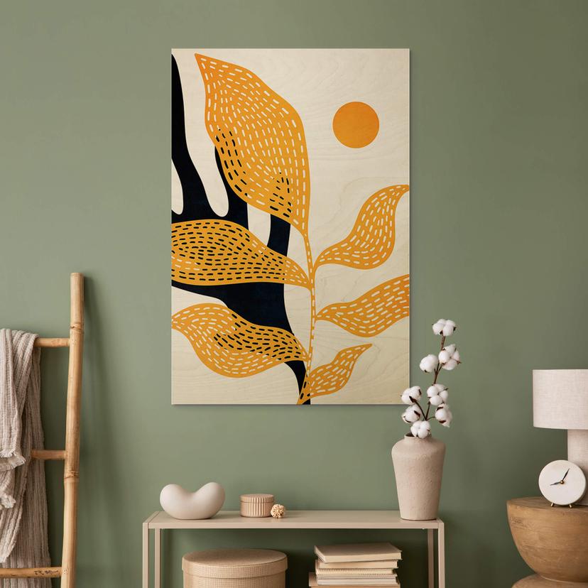 Cuadro de madera planta abstracta en estilo van Gogh - Kubistika