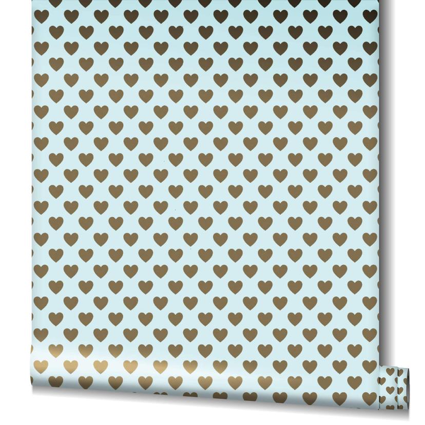 Vliestapete Herzen Grafisch Romantisch, Modern in Blau für Schlafzimmer
