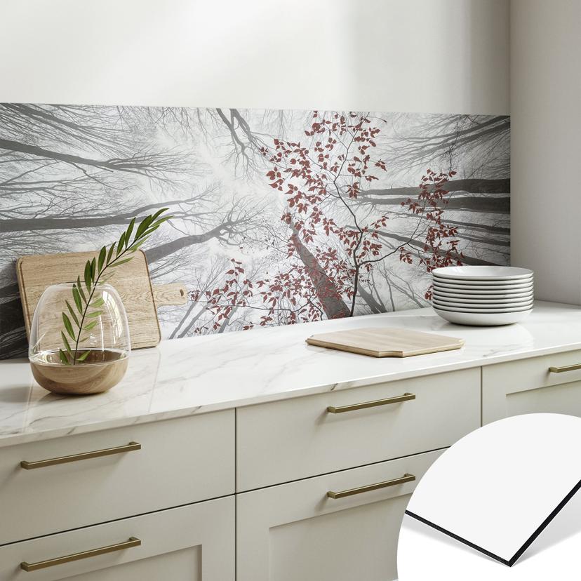 Køkken backsplash Trætoppe med røde blade - Coman