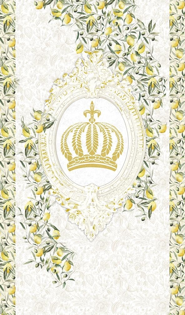 Fototapet krone, citroner blomstret natur mat i hvid til stuen 2,70 x 1,59m